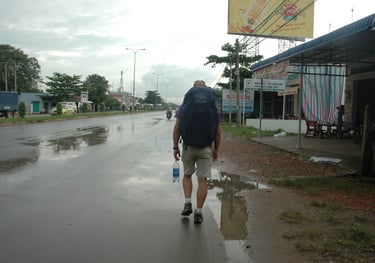 Nick Billington near the Bavet Boarder crossing  in Cambodia