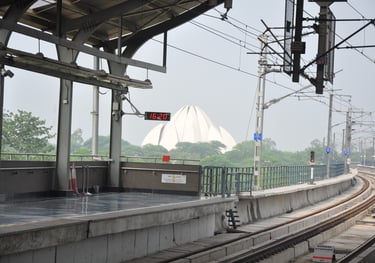 Lotus Temple from the railway, Delhi, India