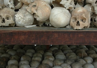  Human Skulls at the Choeung Ek Genocide Centre, Phnom Penh, Cambodia