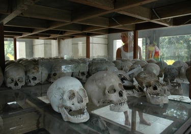 Human Skulls at the Choeung Ek Genocide Centre, Phnom Penh, Cambodia