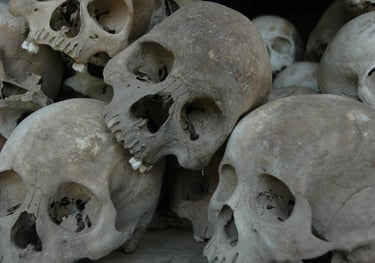 Human Skulls at the Choeung Ek Genocide Centre, Phnom Penh, Cambodia