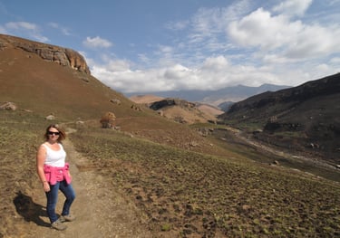 Tracey Billington at the Bushmans cave walk, Giants Castle, South Africa
