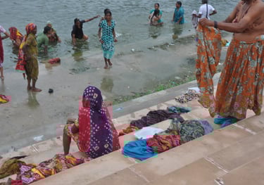 ladies washing at the Pushkar lake, Rajasthan, India