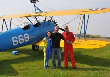 vintage Boeing Stearman biplane used for wing walking, Damyns Hall Aerodrome, London, United Kingdom
