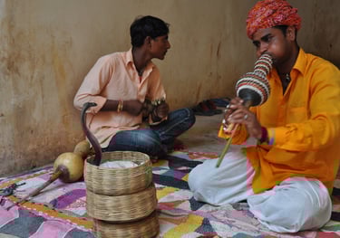 snake charmer at Amber Fort, or Amer palace, Jaipur, Rajasthan, India