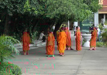 Buddhist Monks at the Royal Palace of Cambodia, Phnom Penh, Cambodia