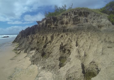 sand dunes on the headland at tofo Beach, Praia do Tofo, Mozambique