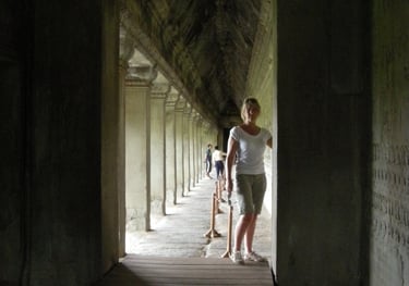 Tracey Billington at Angkor Wat, Siem Reap, Cambodia