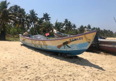 fishing boats at Marari Beach, Kerala, India