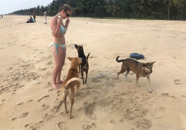 Tracey Billington at Marari Beach, Kerala, India