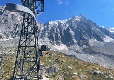 cable car to the Aguille du midi, chamonix, france