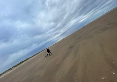 Tracey Billington on Mablethorpe beach
