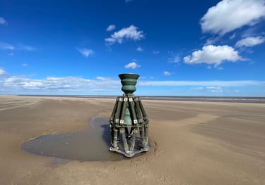 the time and tide bell on Mablethorpe beach