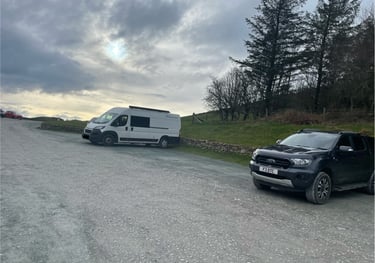 Camper on the car park to Moel Famau, Wales