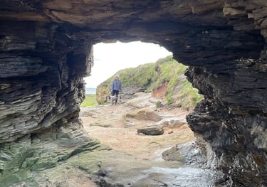 Tracey Billington in a cave on the Hilbre Islands, West Kirby