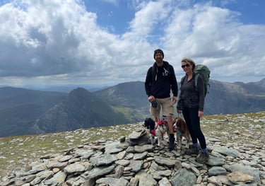 Nick and Tracey Billington at the summit of the Carnedd Mountains