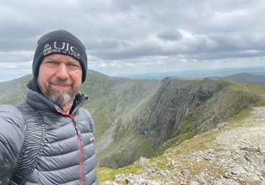 nick billington at the top of the Carnedd mountains