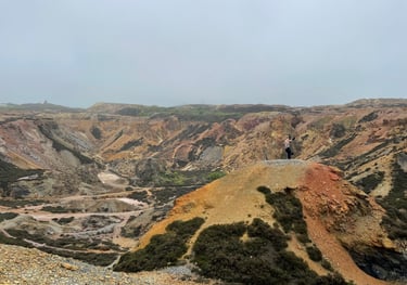 Nick Billington doing a handstand at Parys mountain, Anglesey