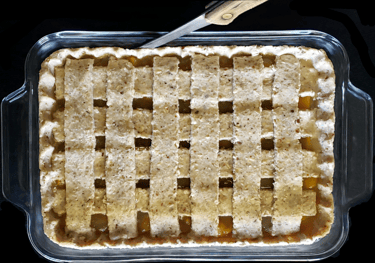 Peach Cobbler with Knife