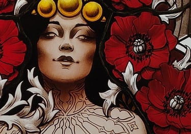 Salome, vitrail, gravure, peinture sur verre, gothique, femme, fleur, verre, artisanat, art