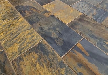 Natural slate paving