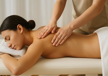 lasy laying on a massage couch receiving a full body massage