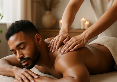 a man getting a relaxing massage in Leicester from FS Sports Therapy