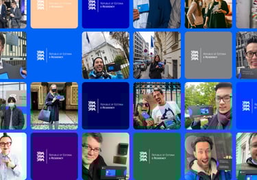 a collage of a collage of photos of people in different colors and sizes