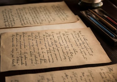 old paper with writing covering them