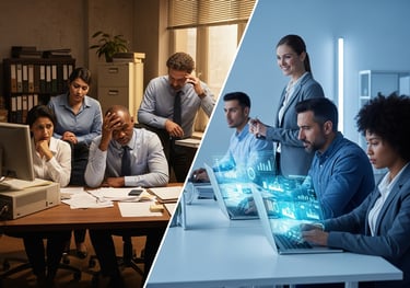 Business owners falling behind competitors due to outdated technology and slow systems.