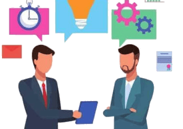 two men shaking hands with a tablet and a tablet