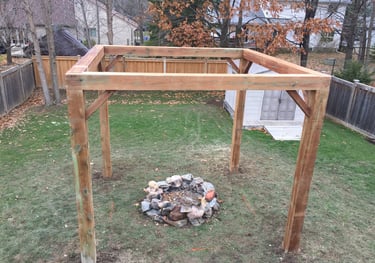 Outdoor project image of a fireplace with a gazebo built around it