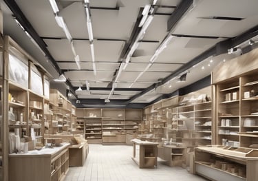 a store undergoing renovation with a lot of shelves and counter tops