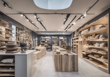 a retail outlet with newly installed shelves and fixtures