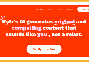 the home page of Rytr website