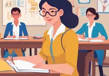 A diverse group of teachers engaging in a training session with notebooks and laptops.