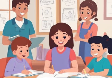 A diverse group of teachers engaging in a training session with notebooks and laptops.