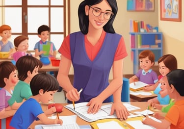 A diverse group of teachers engaging in a training session with notebooks and laptops.