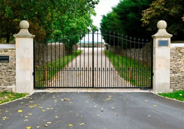 a gated entrance to a house with a gated entrance