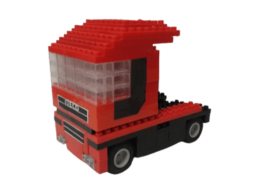 a red truck with a red roof and a red roof iveco CorpoRASTI Regalos empresarios