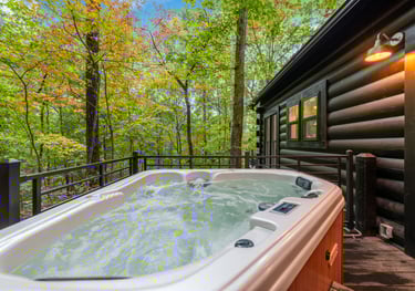 side porch with hot tub