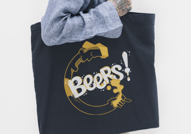 Tote Bag personnalisé Beers! Création de branding par Marion Guizzardi, directrice artistique, Montpellier.