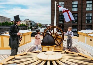 a man in a top hat and a little girl in a top hat