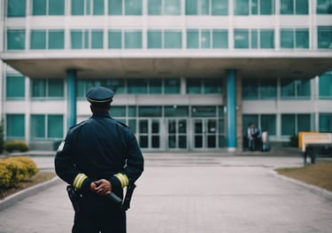 Security guard protecting a cooperate building.