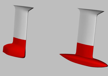 design of an IRC and ORC keel, white with red bulb