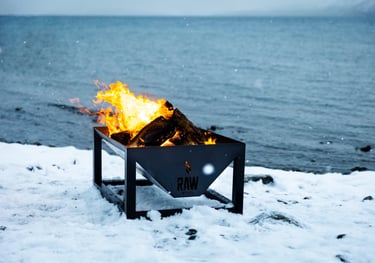 Rawsteelco firepit being used in the snow