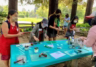 printing cards in a park