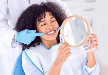 Patient receiving a dental exam