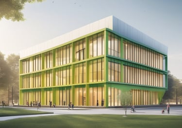 Bâtiment tertiaire vitré vert
