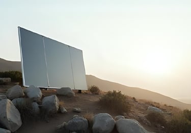 solar panel on hill with rocks